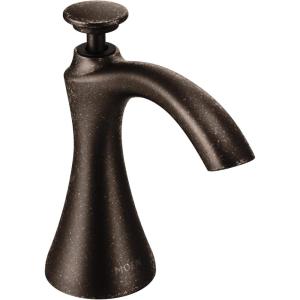 imageMoen S3946ORB Transitional Deck Mounted Kitchen Soap Dispenser with Above the Sink Refillable Bottle Oil Rubbed BronzeOil Rubbed Bronze