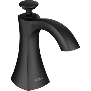 imageMoen S3948SRS Transitional Deck Mounted Kitchen Soap Dispenser with Above the Sink Refillable Bottle Spot Resist StainlessBlack