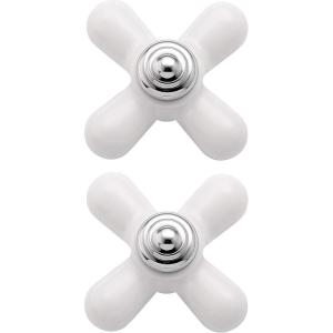imageMoen 97434 Monticello Replacement Handle Knob Insert Porcelain and Chrome 2Pack