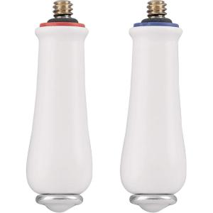 imageMoen 97559 Monticello Replacement Handle Knob Insert Porcelain and Chrome 2Pack