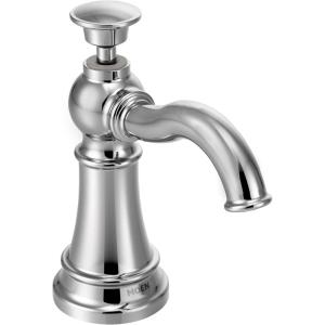 imageMoen S3945SRS Traditional Deck Mounted Kitchen Soap Dispenser with Above the Sink Refillable Bottle Spot Resist StainlessChrome