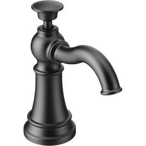 imageMoen S3945SRS Traditional Deck Mounted Kitchen Soap Dispenser with Above the Sink Refillable Bottle Spot Resist StainlessMatte Black