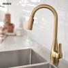 imageMoen Kiran Chrome OneHandle High Arc Pulldown Kitchen Faucet with Power Clean 87599Bronzed Gold