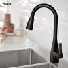 imageMoen Kiran Chrome OneHandle High Arc Pulldown Kitchen Faucet with Power Clean 87599Matte Black