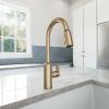 imageMoen Meena One Handle Kitchen Faucet with Pull Down Sprayer High Arc Kitchen Sink Faucet Featuring Reflex System and Duralock Quick Connect Spot Resist Stainless 87270SRSBronzed Gold
