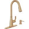 imageMoen Nolia Bronzed Gold OneHandle High Arc Kitchen Faucet with Pull Down Sprayer and Soap Dispenser Kitchen Sink Faucet Featuring Power Boost Technology 87071BZGBronzed Gold