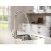 imageMoen Nolia Bronzed Gold OneHandle High Arc Kitchen Faucet with Pull Down Sprayer and Soap Dispenser Kitchen Sink Faucet Featuring Power Boost Technology 87071BZGSpot Resist Stainless