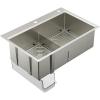 imageMoen GS161202R Luxe Chef Workstation System 33Inch Dual Mount Single Bowl Kitchen Sink Stainless SteelDouble Bowl