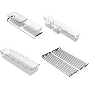 imageMoen GA778 Luxe Chef Workstation System Accessory Bundle Includes Strainer Utensil Bin Prep Bins and StainlessSteel Drying Racks