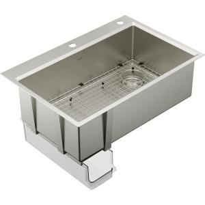 imageMoen GS161202R Luxe Chef Workstation System 33Inch Dual Mount Single Bowl Kitchen Sink Stainless SteelSingle Bowl