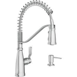 imageMoen Nolia Bronzed Gold OneHandle High Arc Kitchen Faucet with Pull Down Sprayer and Soap Dispenser Kitchen Sink Faucet Featuring Power Boost Technology 87071BZGChrome