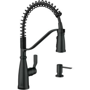 imageMoen Nolia Bronzed Gold OneHandle High Arc Kitchen Faucet with Pull Down Sprayer and Soap Dispenser Kitchen Sink Faucet Featuring Power Boost Technology 87071BZGMatte Black