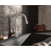 imageMoen Adler Matte Black OneHandle High Arc Kitchen Sink Faucet with Power Clean Modern Kitchen Faucet with Pull Down Sprayer 87233BLChrome