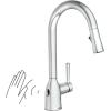 imageMoen Adler Matte Black OneHandle High Arc Kitchen Sink Faucet with Power Clean Modern Kitchen Faucet with Pull Down Sprayer 87233BLChrome