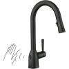 imageMoen Adler Matte Black OneHandle High Arc Kitchen Sink Faucet with Power Clean Modern Kitchen Faucet with Pull Down Sprayer 87233BLMatte Black