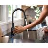 imageMoen Adler Matte Black OneHandle High Arc Kitchen Sink Faucet with Power Clean Modern Kitchen Faucet with Pull Down Sprayer 87233BLMatte Black