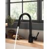imageMoen Adler Matte Black OneHandle High Arc Kitchen Sink Faucet with Power Clean Modern Kitchen Faucet with Pull Down Sprayer 87233BLMatte Black