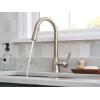 imageMoen Adler Matte Black OneHandle High Arc Kitchen Sink Faucet with Power Clean Modern Kitchen Faucet with Pull Down Sprayer 87233BLSpot Resist Stainless
