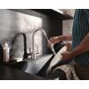 imageMoen Adler Matte Black OneHandle High Arc Kitchen Sink Faucet with Power Clean Modern Kitchen Faucet with Pull Down Sprayer 87233BLSpot Resist Stainless