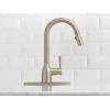 imageMoen Adler Matte Black OneHandle High Arc Kitchen Sink Faucet with Power Clean Modern Kitchen Faucet with Pull Down Sprayer 87233BLSpot Resist Stainless