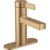 imageMoen Beric Matte Black Modern OneHandle Single Hole Bathroom Faucet with Drain Assembly and Optional Deckplate for Your Bath Sink 84774BLBronzed Gold