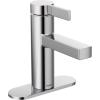 imageMoen Beric Matte Black Modern OneHandle Single Hole Bathroom Faucet with Drain Assembly and Optional Deckplate for Your Bath Sink 84774BLChrome