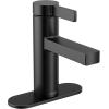 imageMoen Beric Matte Black Modern OneHandle Single Hole Bathroom Faucet with Drain Assembly and Optional Deckplate for Your Bath Sink 84774BLMatte Black