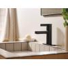 imageMoen Beric Matte Black Modern OneHandle Single Hole Bathroom Faucet with Drain Assembly and Optional Deckplate for Your Bath Sink 84774BLMatte Black