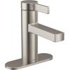 imageMoen Beric Matte Black Modern OneHandle Single Hole Bathroom Faucet with Drain Assembly and Optional Deckplate for Your Bath Sink 84774BLSpot Resist Nickel