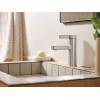 imageMoen Beric Matte Black Modern OneHandle Single Hole Bathroom Faucet with Drain Assembly and Optional Deckplate for Your Bath Sink 84774BLSpot Resist Nickel