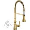 imageMoen Weymouth Brushed Gold Traditional Shepherds Hook Pulldown Kitchen Faucet Featuring Pull Down Spray Head with Power Boost S73004BGBrushed Gold
