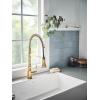 imageMoen Weymouth Brushed Gold Traditional Shepherds Hook Pulldown Kitchen Faucet Featuring Pull Down Spray Head with Power Boost S73004BGBrushed Gold