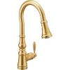imageMoen Weymouth Brushed Gold Traditional Shepherds Hook Pulldown Kitchen Faucet Featuring Pull Down Spray Head with Power Boost S73004BGBrushed Gold