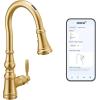 imageMoen Weymouth Brushed Gold Traditional Shepherds Hook Pulldown Kitchen Faucet Featuring Pull Down Spray Head with Power Boost S73004BGBrushed Gold