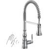 imageMoen Weymouth Brushed Gold Traditional Shepherds Hook Pulldown Kitchen Faucet Featuring Pull Down Spray Head with Power Boost S73004BGChrome