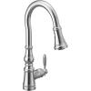 imageMoen Weymouth Brushed Gold Traditional Shepherds Hook Pulldown Kitchen Faucet Featuring Pull Down Spray Head with Power Boost S73004BGChrome