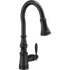 imageMoen Weymouth Brushed Gold Traditional Shepherds Hook Pulldown Kitchen Faucet Featuring Pull Down Spray Head with Power Boost S73004BGMatte Black