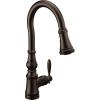 imageMoen Weymouth Brushed Gold Traditional Shepherds Hook Pulldown Kitchen Faucet Featuring Pull Down Spray Head with Power Boost S73004BGOil Rubbed Bronze