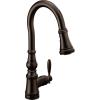 imageMoen Weymouth Brushed Gold Traditional Shepherds Hook Pulldown Kitchen Faucet Featuring Pull Down Spray Head with Power Boost S73004BGOil Rubbed Bronze