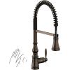 imageMoen Weymouth Brushed Gold Traditional Shepherds Hook Pulldown Kitchen Faucet Featuring Pull Down Spray Head with Power Boost S73004BGOil Rubbed Bronze