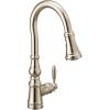 imageMoen Weymouth Brushed Gold Traditional Shepherds Hook Pulldown Kitchen Faucet Featuring Pull Down Spray Head with Power Boost S73004BGPolished Nickel