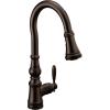 imageMoen Weymouth Brushed Gold Traditional Shepherds Hook Pulldown Kitchen Faucet Featuring Pull Down Spray Head with Power Boost S73004BGSpot Resist Stainless