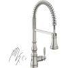imageMoen Weymouth Brushed Gold Traditional Shepherds Hook Pulldown Kitchen Faucet Featuring Pull Down Spray Head with Power Boost S73004BGSpot Resist Stainless