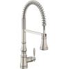 imageMoen Weymouth Brushed Gold Traditional Shepherds Hook Pulldown Kitchen Faucet Featuring Pull Down Spray Head with Power Boost S73004BGSpot Resist Stainless