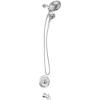 imageMoen 82304SRN Engage MultiFunction Handshower and Rainfall Shower Head Trim Combo with Handle Tub Spout Metal Hose and Valve Brushed NickelChrome