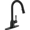 imageMoen Adler Matte Black OneHandle High Arc Kitchen Sink Faucet with Power Clean Modern Kitchen Faucet with Pull Down Sprayer 87233BLMatte Black