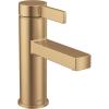 imageMoen Beric Matte Black Modern OneHandle Single Hole Bathroom Faucet with Drain Assembly and Optional Deckplate for Your Bath Sink 84774BLBronzed Gold