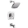 imageMoen Conway Spot Resist Brushed Nickel Bathroom Shower Trim Kit with Square Showerhead Handle Tub Spout and PosiTemp Valve Included 82922SRNChrome