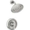imageMoen Halle Spot Resist Brushed Nickel Shower Faucet Trim Set featuring Wide Showerhead and Lever Handle with PosiTemp Valve Included 82971SRNShower and Handle