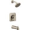 imageMoen T2473EPBL Genta LX PosiTemp Pressure Balancing EcoPerformance Modern Tub and Shower Trim Valve Required Matte BlackBrushed Nickel